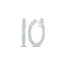 Load image into Gallery viewer, 14kt White Gold Diamond Brilliance Hoop Earrings - Top View
