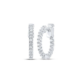 14kt White Gold Diamond Brilliance Huggie Earrings - Top View