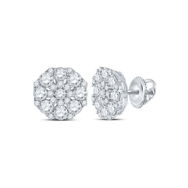 Dazzling Diamond Octagon Cluster Earrings - Top View