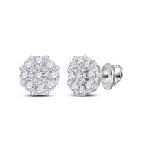 Load image into Gallery viewer, Dazzling Diamond Octagon Cluster Earrings in 14kt White Gold - Top View