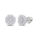Dazzling Diamond Octagon Cluster Earrings in 14kt White Gold - Top View