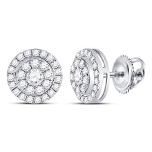 Load image into Gallery viewer, 14kt White Gold Mesmerizing Diamond Cluster Stud Earrings  Top View from Splendid Jewellery