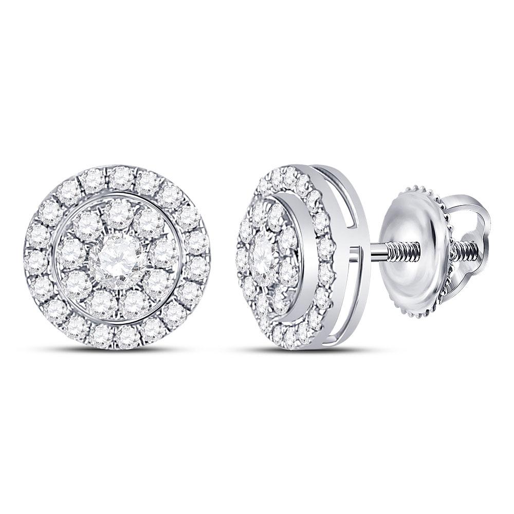 Earrings | 14kt White Gold Womens Round Diamond Solitaire Cluster Stud Earrings 1/2 Cttw | Splendid Jewellery GND