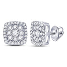 Dazzling Brilliance: 14kt White Gold Square Cluster Diamond Earrings  Top View from Splendid Jewellery