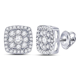 Dazzling Brilliance: 14kt White Gold Square Cluster Diamond Earrings  Top View from Splendid Jewellery