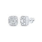 Radiant Brilliance: 14kt White Gold Womens Round Diamond Square Cluster Earrings 3/4 Cttw - Top View