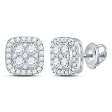 Load image into Gallery viewer, 14kt White Gold Diamond Square Cluster Earrings - Mesmerizing Brilliance - Top View