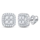 14kt White Gold Diamond Square Cluster Earrings - Mesmerizing Brilliance - Top View