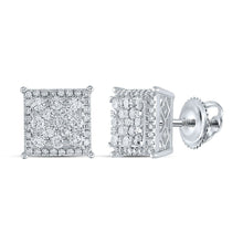 Load image into Gallery viewer, 14kt White Gold Square Diamond Earrings - Radiant Brilliance Collection - Top View