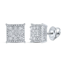 14kt White Gold Square Diamond Earrings - Radiant Brilliance Collection - Top View