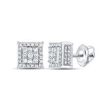 Load image into Gallery viewer, Sparkling Square Diamond Earrings in 14kt White Gold - Top View
