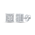 Sparkling Square Diamond Earrings in 14kt White Gold - Top View