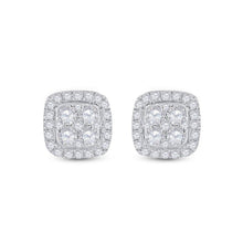 Load image into Gallery viewer, Dazzling Square Diamond Earrings in 14kt White Gold - Side View