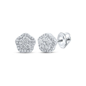 Celestial Brilliance: 14kt White Gold Diamond Star Cluster Earrings - Top View