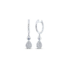 14kt White Gold Diamond Teardrop Hoop Earrings with Sapphire Accents - Elegant and Sophisticated Jewelry - Top View