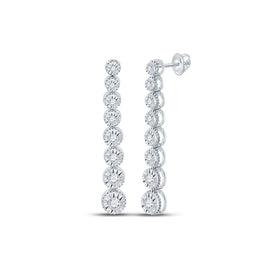 14kt White Gold Diamond Cascade Earrings: A Symphony of Elegance and Brilliance - Top View