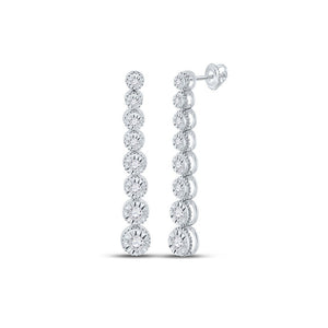 Earrings | 14kt White Gold Womens Round Diamond Vertical Fashion Earrings 1/2 Cttw | Splendid Jewellery GND