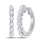 14kt White Gold Sparkling Diamond Hoop Earrings - Top View