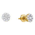 14kt Yellow Gold Diamond Floral Delight Stud Earrings 1/2 Cttw  Top View from Splendid Jewellery