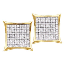 Load image into Gallery viewer, 14kt Yellow Gold Square Cluster Diamond Earrings - Dazzling Brilliance and Modern Elegance  Top View from Splendid Jewellery