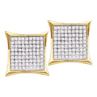 14kt Yellow Gold Square Cluster Diamond Earrings - Dazzling Brilliance and Modern Elegance  Top View from Splendid Jewellery
