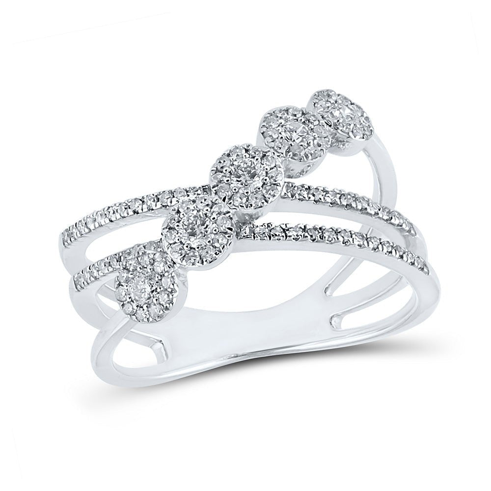 Elegance in Motion: 10kt White Gold Diamond Crossover Fashion Ring - Splendid Jewellery