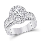 Elegance Personified: 14kt White Gold Oval Diamond Halo Bridal Wedding Engagement Ring - Top View