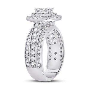 Elegance Personified: 14kt White Gold Oval Diamond Halo Bridal Wedding Engagement Ring - Splendid Jewellery