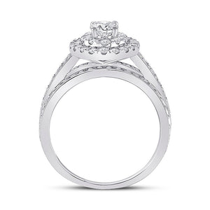 Elegance Personified: 14kt White Gold Oval Diamond Halo Bridal Wedding Engagement Ring - Splendid Jewellery