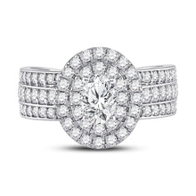 Load image into Gallery viewer, Elegance Personified: 14kt White Gold Oval Diamond Halo Bridal Wedding Engagement Ring - Splendid Jewellery