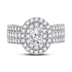 Elegance Personified: 14kt White Gold Oval Diamond Halo Bridal Wedding Engagement Ring - Splendid Jewellery