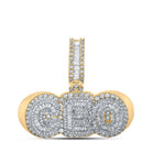 Elegant 10kt Two - tone Gold Baguette Diamond CEO Charm Pendant - 3 Cttw - Splendid Jewellery