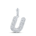 Elegant 10kt White Gold Diamond U Initial Pendant - Personalized Sparkle - Splendid Jewellery