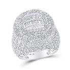 Elegant 10kt White Gold Mens Baguette Diamond Cluster Ring - 5 - 1/4 Cttw - Splendid Jewellery