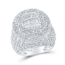 Load image into Gallery viewer, Elegant 10kt White Gold Mens Baguette Diamond Cluster Ring - 5 - 1/4 Cttw - Splendid Jewellery