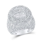 Elegant 10kt White Gold Mens Baguette Diamond Cluster Ring - 5 - 1/4 Cttw - Splendid Jewellery