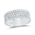Elegant 10kt White Gold Mens Round Diamond 4 - Row Pave Band Ring - 3 - 3/8 Cttw - Splendid Jewellery