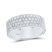 Load image into Gallery viewer, Elegant 10kt White Gold Mens Round Diamond 4 - Row Pave Band Ring - 3 - 3/8 Cttw - Splendid Jewellery