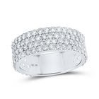 Elegant 10kt White Gold Mens Round Diamond 4 - Row Pave Band Ring - 3 - 3/8 Cttw - Splendid Jewellery