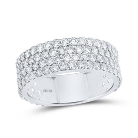 Elegant 10kt White Gold Mens Round Diamond 4 - Row Pave Band Ring - 3 - 3/8 Cttw - Splendid Jewellery
