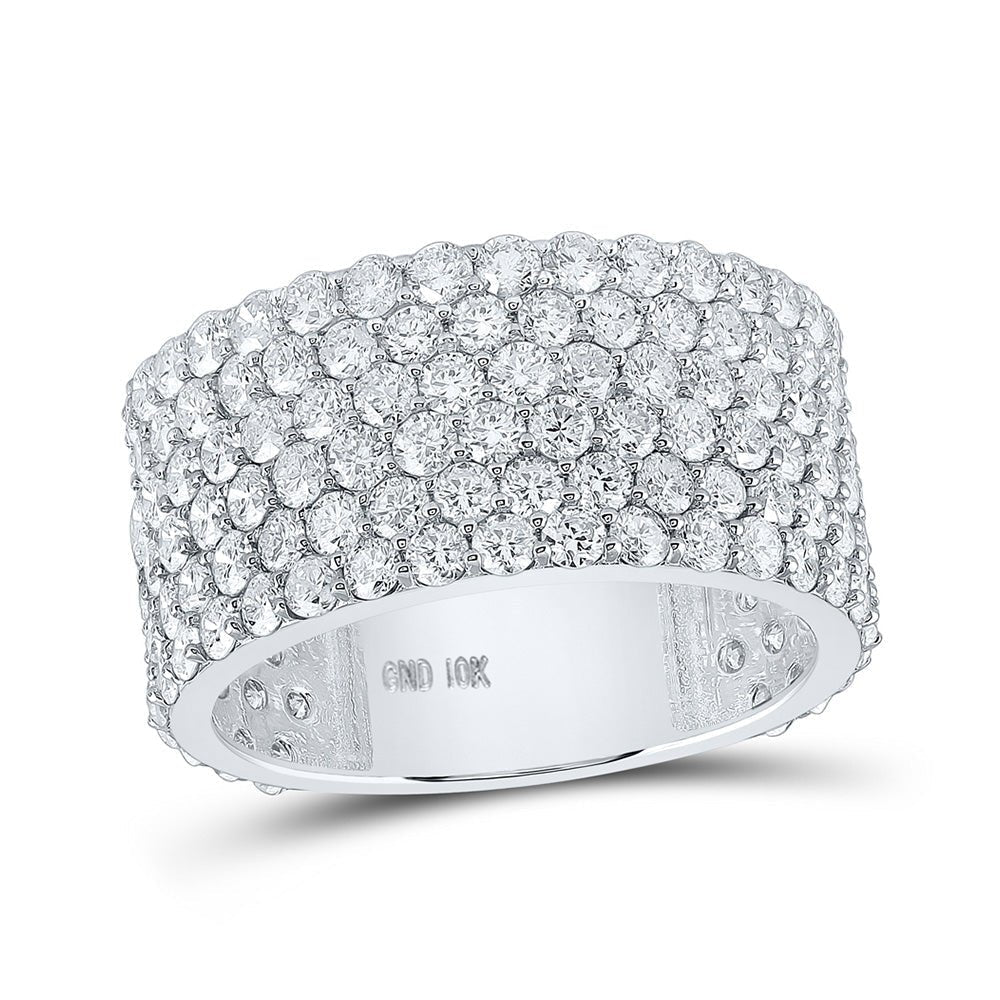 Elegant 10kt White Gold Men's Round Diamond 6 - Row Pave Band Ring - 6 - 1/2 Cttw - Splendid Jewellery
