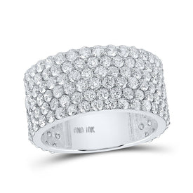 Elegant 10kt White Gold Men's Round Diamond 6 - Row Pave Band Ring - 6 - 1/2 Cttw - Splendid Jewellery