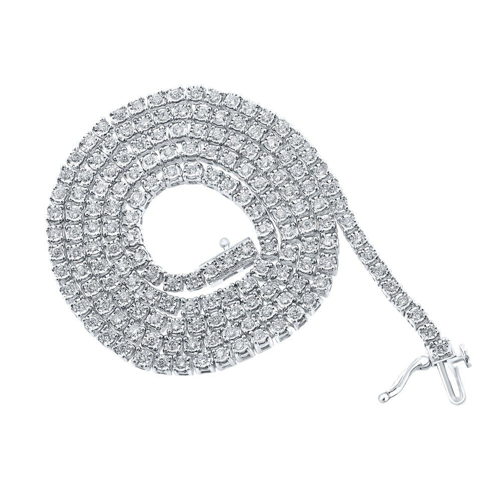 Elegant 10kt White Gold Men's Round Diamond Link Chain Necklace - 3 Cttw - Splendid Jewellery