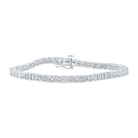 Elegant 10kt White Gold Round Diamond Tennis Bracelet - 1 Cttw - Splendid Jewellery
