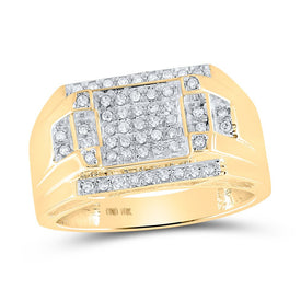 Elegant 10kt Yellow Gold Mens Diamond Cluster Ring - 1/3 Cttw product  Top View from Splendid Jewellery