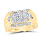 Elegant 10kt Yellow Gold Mens Diamond Cluster Ring - 1/3 Cttw - Splendid Jewellery