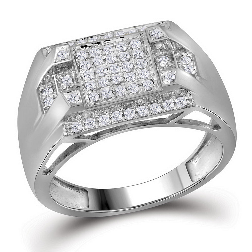 Elegant 10kt Yellow Gold Mens Diamond Cluster Ring - 1/3 Cttw - Splendid Jewellery