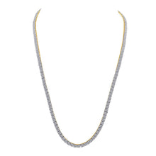 Load image into Gallery viewer, Elegant 10kt Yellow Gold Men's Round Diamond Square Link Chain Necklace - 12 Cttw - Splendid Jewellery