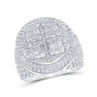 Elegant 14kt White Gold Mens Baguette Diamond Circle Ring - 3 - 7/8 Cttw - Splendid Jewellery