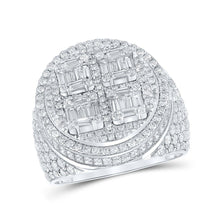 Load image into Gallery viewer, Elegant 14kt White Gold Mens Baguette Diamond Circle Ring - 3 - 7/8 Cttw - Splendid Jewellery